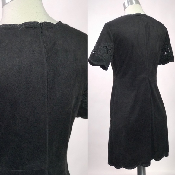 Zara Black Suede Lace Short Sleeve Cutout Dress - Picture 6 of 9